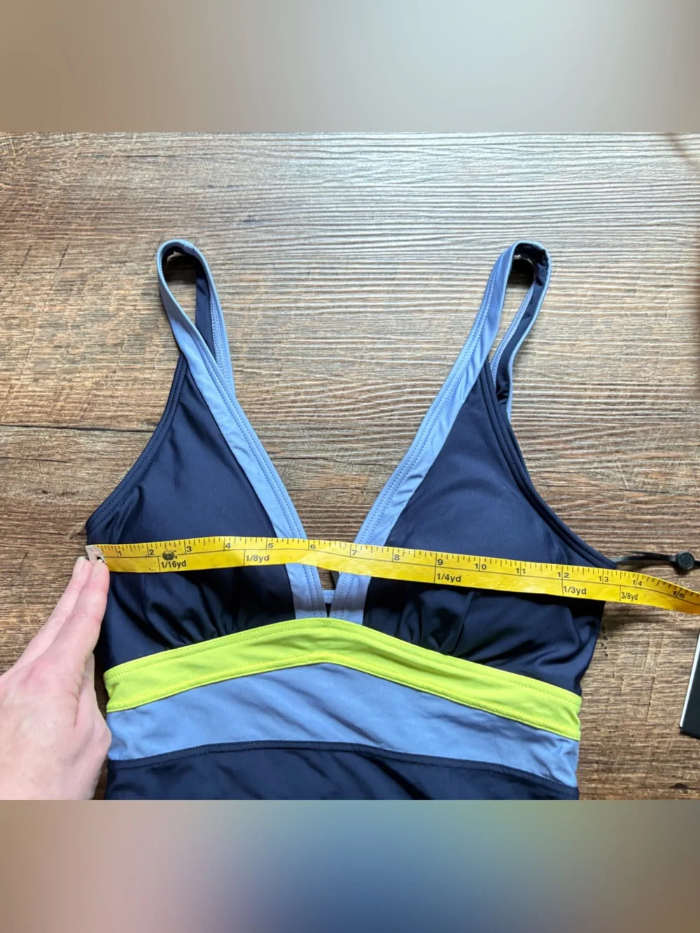DKNY Colorblock swimsuit blue tri-color vacation summer beach resort sz 4 NWT - Picture 5 of 11